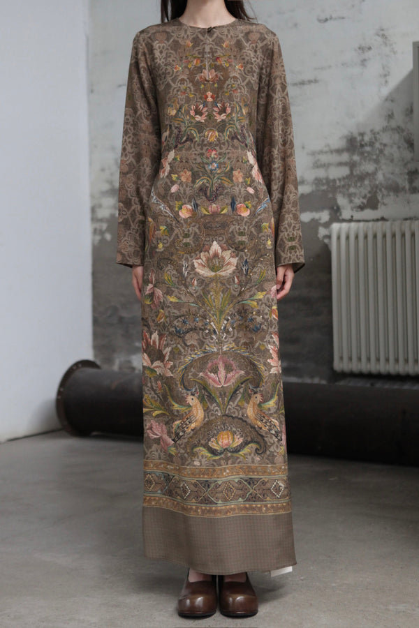 INTO THE EAST 25 Autumn/Winter One-shoulder Silk Print Dress ITE-E1DGAW018GR21DS-LV Green
